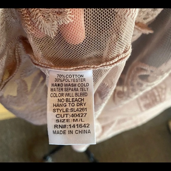 Blush Pink Kimono by She+SkySize M/L|Sheer Lace Floral Pattern - Picture 6 of 7